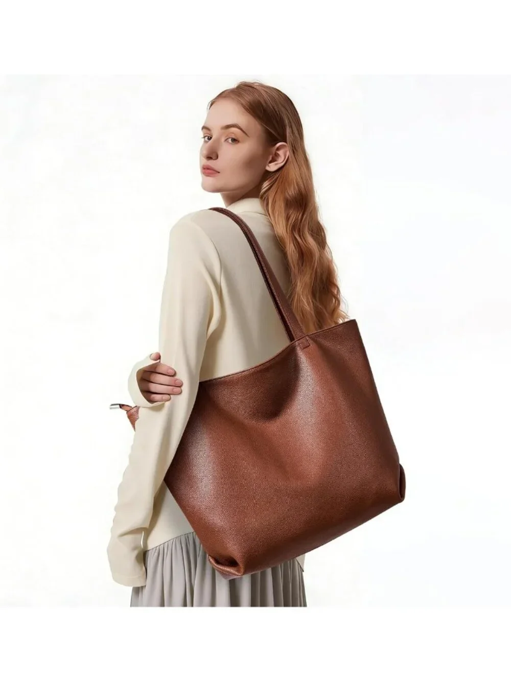 Soft Vegan Leather Tote Bag for Women | Large Hobo Zipper Purse & Casual